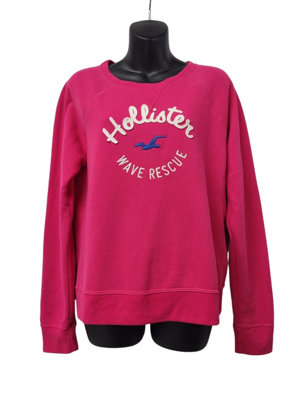 Hollister Wave Rescue Pink Crewneck Sweatshirt Size L Embroidered Logo Y2K